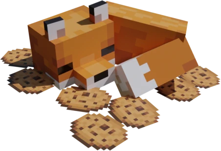 An image of fox sleeping along with cookies